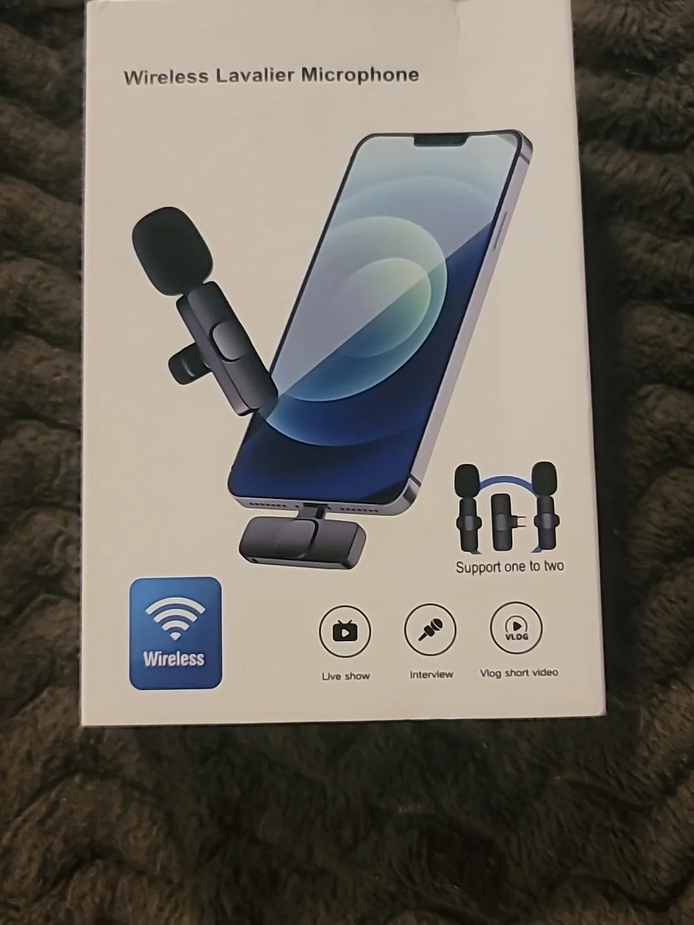 Wireless Lavalier Microphones (Two In Box)for iPhone Smartphones - Black